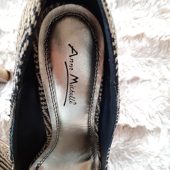 Anne Michelle Tan Woven Platform Stiletto Heels 9 High Heels - Picture 7 of 8